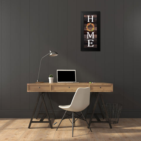 Home Harvest Wreath Black Modern Wood Framed Art Print by Allen, Kimberly