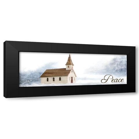 Snowy Church v2 Black Modern Wood Framed Art Print with Double Matting by Allen, Kimberly