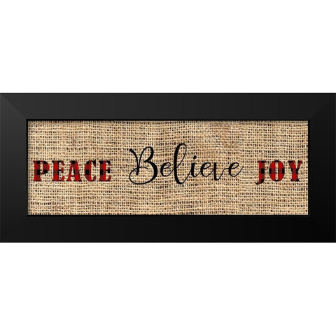 Peace Belive Plaid Black Modern Wood Framed Art Print by Allen, Kimberly