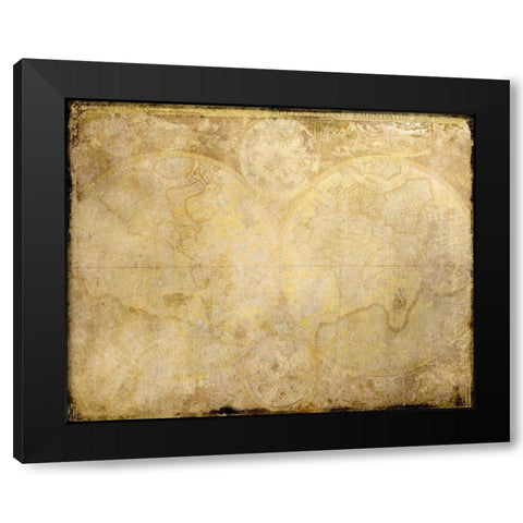 World Map in Gold Black Modern Wood Framed Art Print by Allen, Kimberly