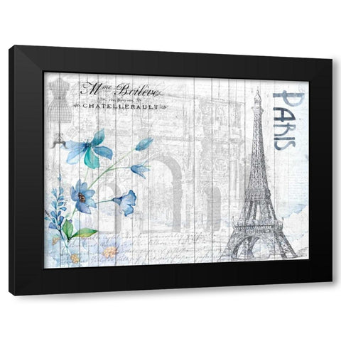 Blue Day Paris Black Modern Wood Framed Art Print by Allen, Kimberly