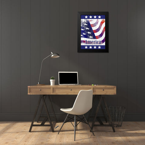 America Black Modern Wood Framed Art Print by Allen, Kimberly