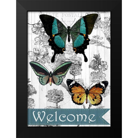 Welcome Butterflies Black Modern Wood Framed Art Print by Allen, Kimberly
