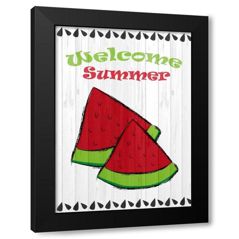 Summer Watermelon Black Modern Wood Framed Art Print with Double Matting by Allen, Kimberly