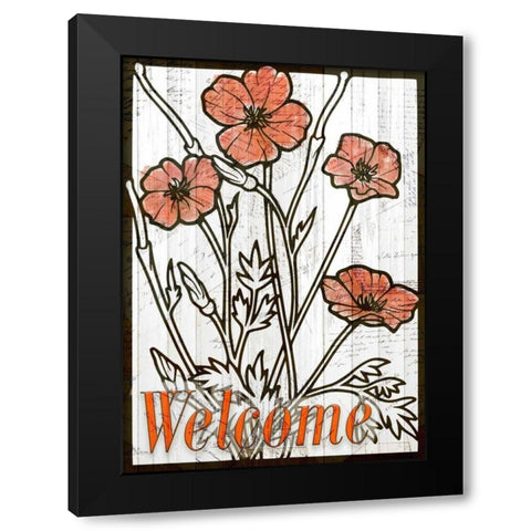 Welcome Poppies Black Modern Wood Framed Art Print with Double Matting by Allen, Kimberly