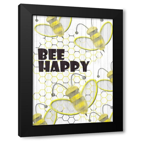 Bee Happy Black Modern Wood Framed Art Print with Double Matting by Allen, Kimberly