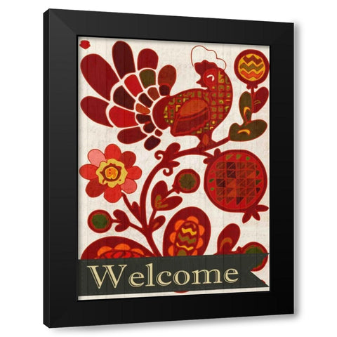 Chicken Day Welcome Black Modern Wood Framed Art Print with Double Matting by Allen, Kimberly