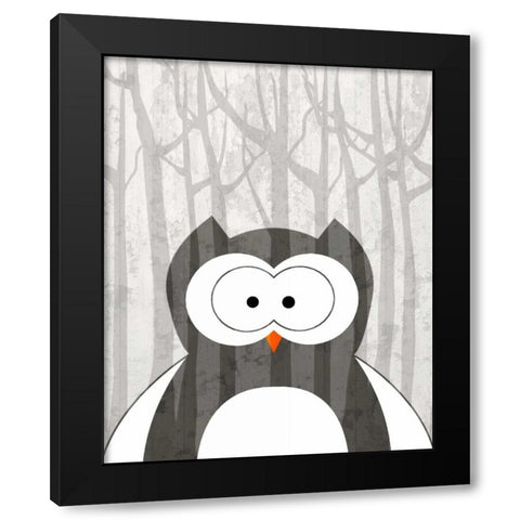 Woodland Owl Black Modern Wood Framed Art Print with Double Matting by Allen, Kimberly