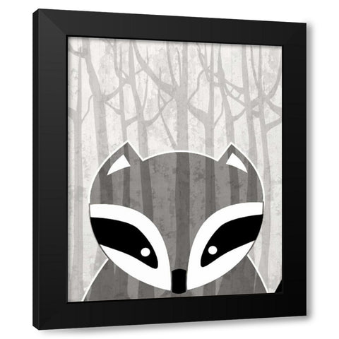 Woodland Racoon Black Modern Wood Framed Art Print by Allen, Kimberly