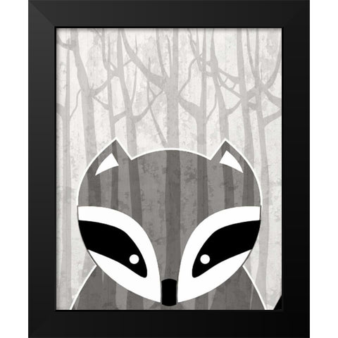 Woodland Racoon Black Modern Wood Framed Art Print by Allen, Kimberly