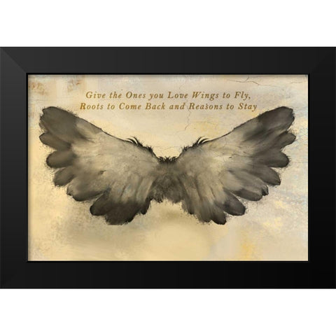 In Flight Quote Black Modern Wood Framed Art Print by Allen, Kimberly