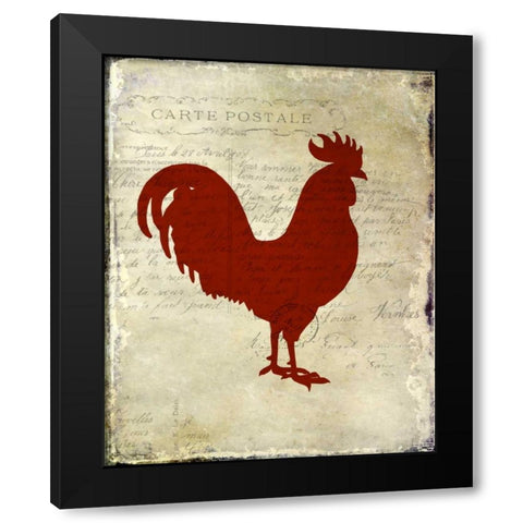 Rooster Silhouette 1 Black Modern Wood Framed Art Print with Double Matting by Allen, Kimberly