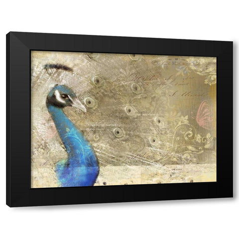 Peacock Royal Black Modern Wood Framed Art Print with Double Matting by Allen, Kimberly