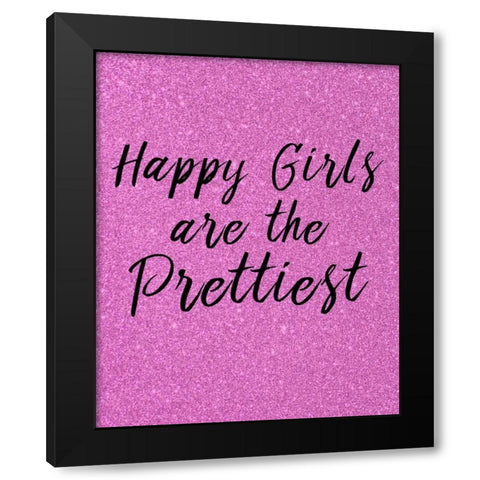 Happy Girls Pink Black Modern Wood Framed Art Print with Double Matting by Allen, Kimberly