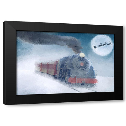 Christmas Eve Travel Black Modern Wood Framed Art Print by Kimberly, Allen