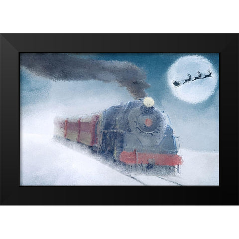 Christmas Eve Travel Black Modern Wood Framed Art Print by Kimberly, Allen