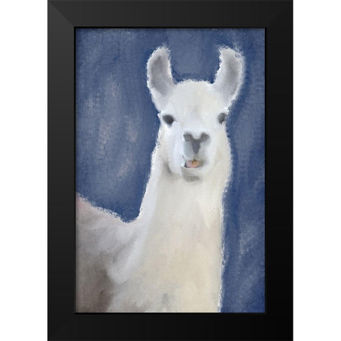 Llama on Navy Black Modern Wood Framed Art Print by Kimberly, Allen
