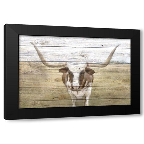 Longhorn Black Modern Wood Framed Art Print by Kimberly, Allen
