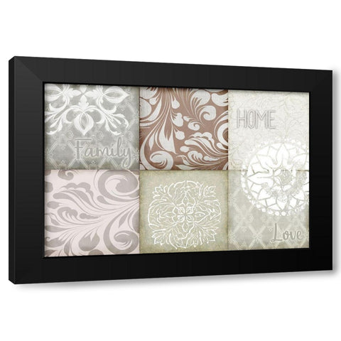 Home Family Love v1 Black Modern Wood Framed Art Print with Double Matting by Kimberly, Allen