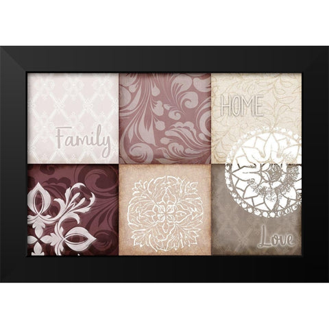 Home Family Love v2 Black Modern Wood Framed Art Print by Kimberly, Allen