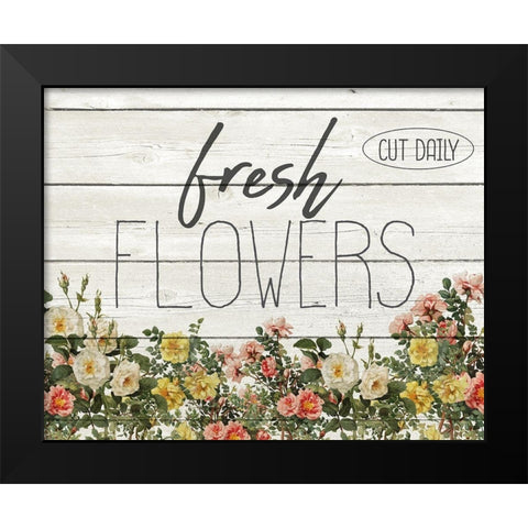 Fresh Flowers Black Modern Wood Framed Art Print by Kimberly, Allen