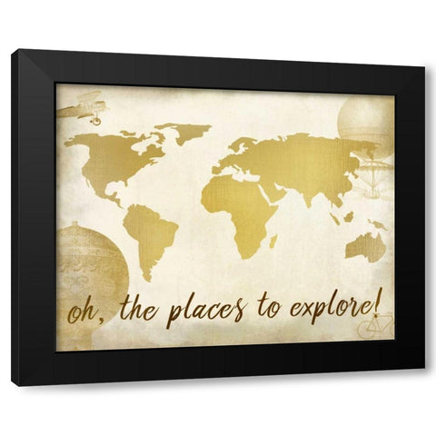 Oh the Places Black Modern Wood Framed Art Print by Allen, Kimberly