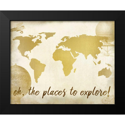 Oh the Places Black Modern Wood Framed Art Print by Allen, Kimberly