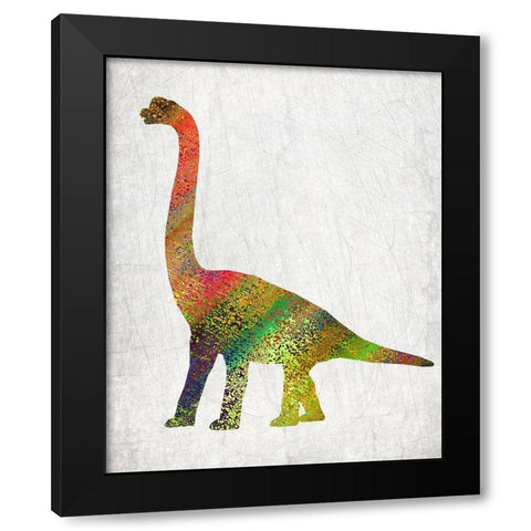 Bright Dino 2 Black Modern Wood Framed Art Print with Double Matting by Kimberly, Allen