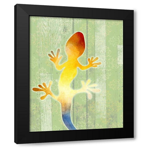 Painted Lizard 1 Black Modern Wood Framed Art Print with Double Matting by Kimberly, Allen