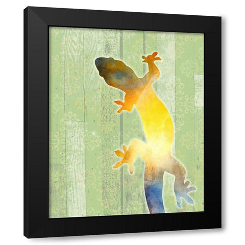 Painted Lizard 3 Black Modern Wood Framed Art Print with Double Matting by Kimberly, Allen