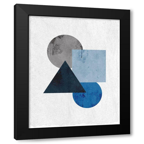 Blue Shapes 1 Black Modern Wood Framed Art Print by Kimberly, Allen