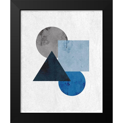 Blue Shapes 1 Black Modern Wood Framed Art Print by Kimberly, Allen