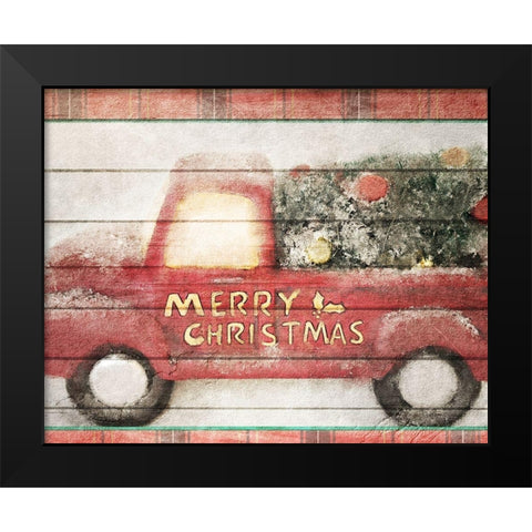 Merry Christmas Truck Black Modern Wood Framed Art Print by Kimberly, Allen