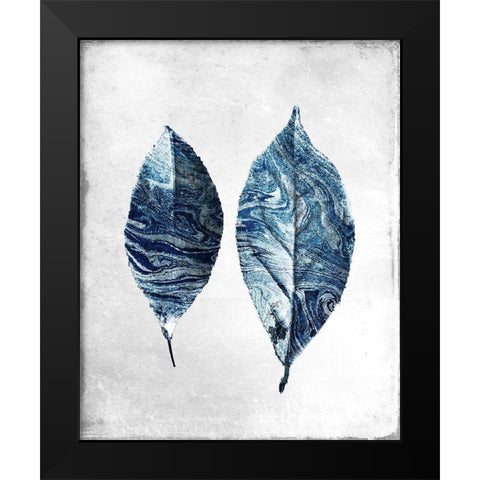 Marbled Blue Leaves 1 Black Modern Wood Framed Art Print by Allen, Kimberly