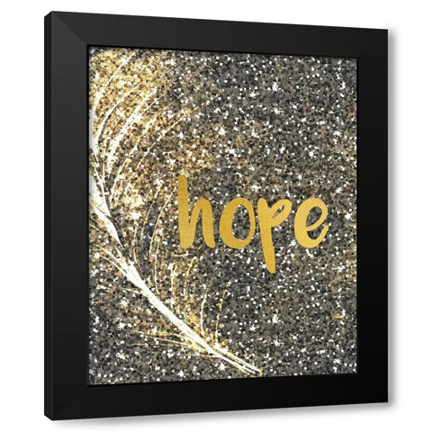 Gold Feather 2 Black Modern Wood Framed Art Print by Kimberly, Allen