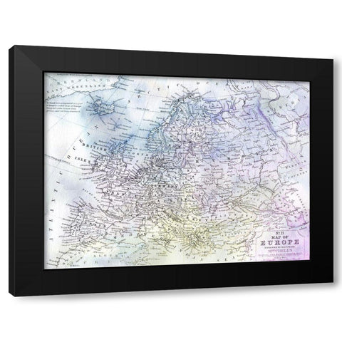 Watercolor Map 1 Black Modern Wood Framed Art Print by Kimberly, Allen