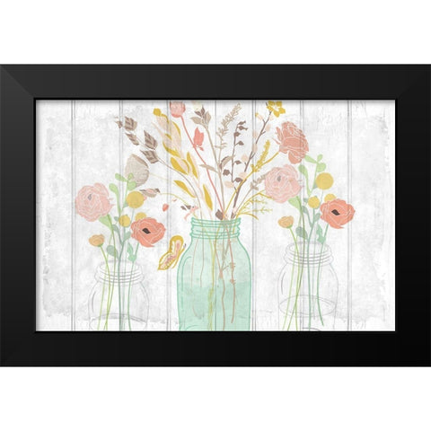Summer Bloom Jars v2 Black Modern Wood Framed Art Print by Kimberly, Allen