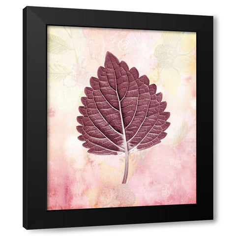 Burgundy Leaf 1 Black Modern Wood Framed Art Print by Kimberly, Allen