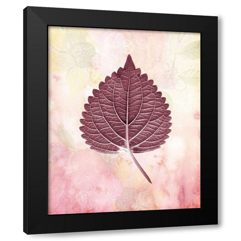 Burgundy Leaf 2 Black Modern Wood Framed Art Print with Double Matting by Kimberly, Allen