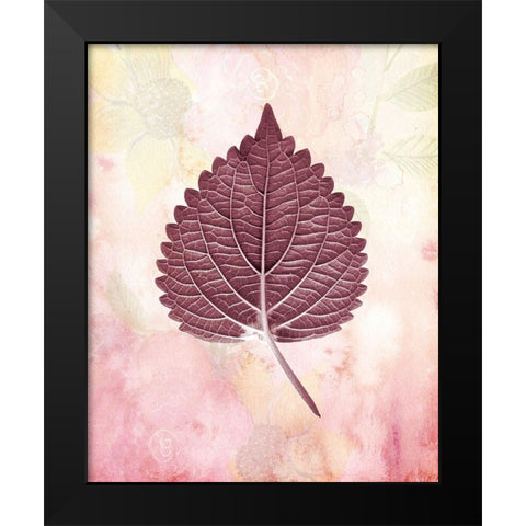 Burgundy Leaf 2 Black Modern Wood Framed Art Print by Kimberly, Allen