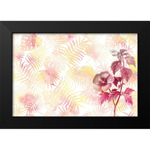 Hibiscus Palms Black Modern Wood Framed Art Print by Kimberly, Allen