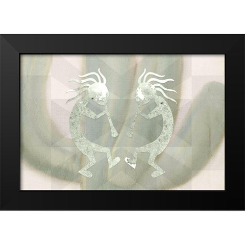 Kokopelli Cactus Black Modern Wood Framed Art Print by Kimberly, Allen