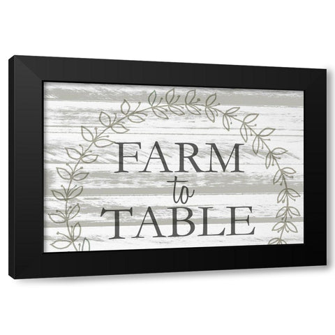Farm to Table Wreath Black Modern Wood Framed Art Print by Kimberly, Allen