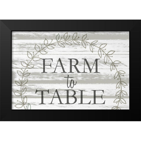 Farm to Table Wreath Black Modern Wood Framed Art Print by Kimberly, Allen
