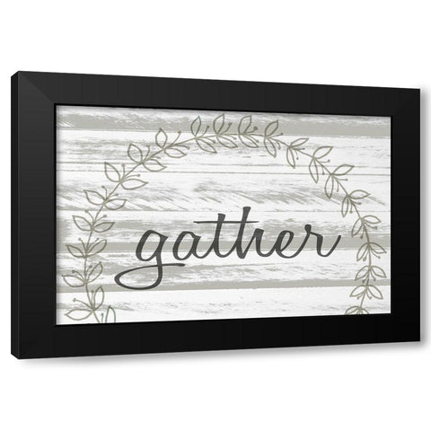 Gather Wreath Black Modern Wood Framed Art Print by Kimberly, Allen