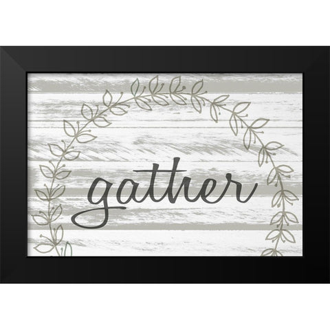 Gather Wreath Black Modern Wood Framed Art Print by Kimberly, Allen