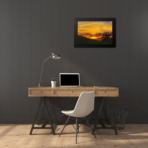 Sunset Black Modern Wood Framed Art Print by Kimberly, Allen