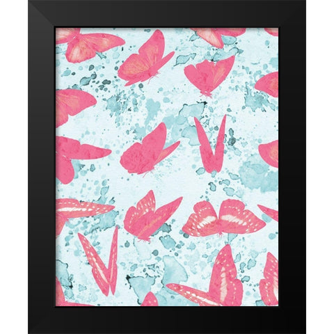 Butterflies in Motion 1 Black Modern Wood Framed Art Print by Kimberly, Allen
