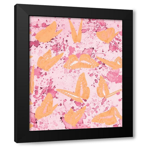 Butterflies in Motion 3 Black Modern Wood Framed Art Print by Kimberly, Allen