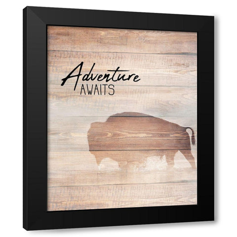 Adventure Awaits Black Modern Wood Framed Art Print by Kimberly, Allen